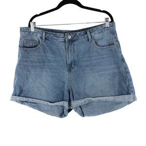 Shein Womens Denim Shorts Cuffed High Rise 2XL